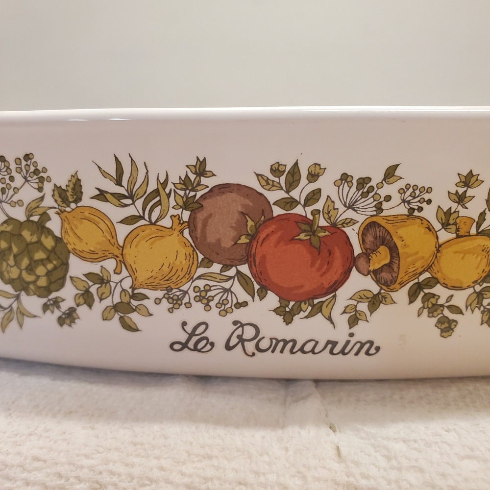 Corning Ware Casserole Dish Spice of Life A-10-B White Excellent Chrome Cradle - Picture 3 of 10